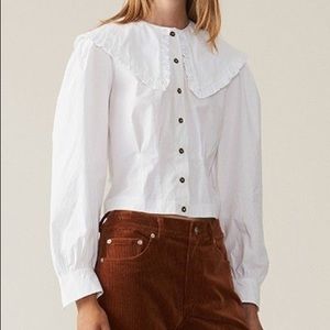 Ganni White Collar Blouse